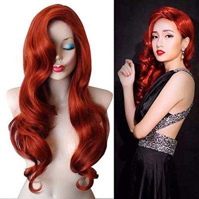 China Masquerade Cosplay Halloween Anime Cosplay Halloween Anime Little Mermaid Copper Red Curly Wig Long for sale