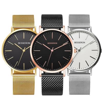 China Simple OEM Wholesale Low MOQ 50pcs Gold Supplier Wristwatches Water Resistant Watches 316L Stainless Steel Case Custom Logo Watch for sale