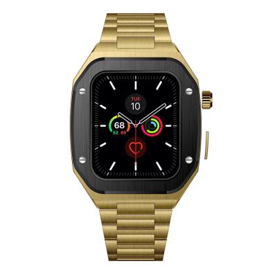 China Decorative Shape For Apple Watch Custom Logo Luxury Stainless Steel Band Smart Protective Watch Case For Apple Iwatch Series 7 45mm 41mm for sale