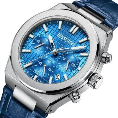 China Designer automatic wristwatch style men's business date stainless steel leather strap quartz luxury watch for sale