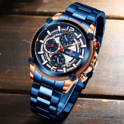 China Wholesale Automatic Date REWARD High Quality Men's Quartz Watch Fashion Silicone Strap Waterproof Chronograph Watches for sale