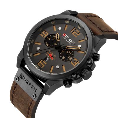 China Auto Date Curren 8314 Waterproof Mens Leather Calendar Chronograph Watch Sports Quartz Luxury Watches 45mm Wrist for sale