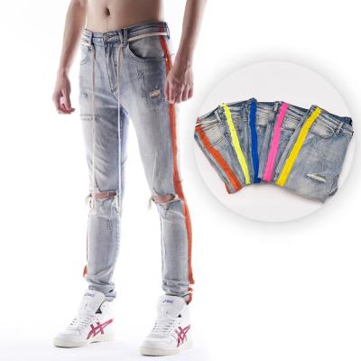 China New OEM/ODM Breathable Design Customized Logo Vintage Track Slim Mens Jeans Ripped Broken Distressed And Wholesale for sale