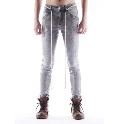 China New Logo Hot Sale Stylish Custom Customized Design Breathable OEM/ODM Damaged Stretch Slim Fit Jeans Pants For Man for sale