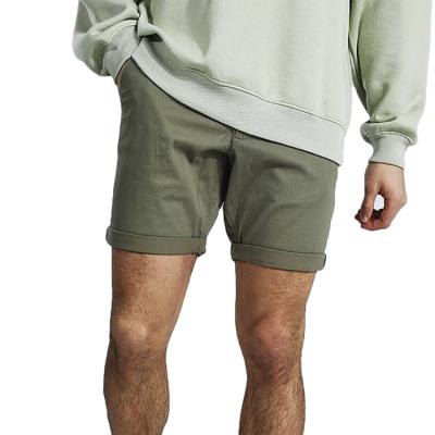 China Fashionable Lightweight Cotton Twill OEM/ODM Viable Service Factory Summer Folded Edge Army Green Mens Shorts Abbreviations for sale