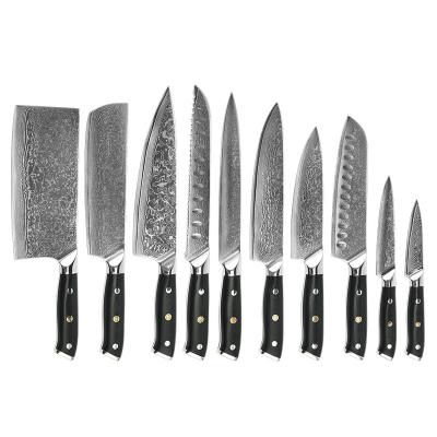 China Viable High Quality Professional Japanese Steel Universal Damascus Chef Knife Kitchen Cleaver Knife Paring Set for sale