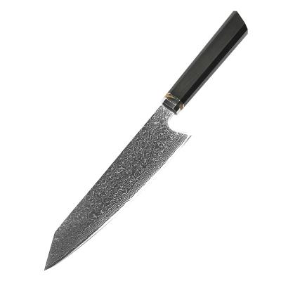 China Viable Professional Factory Made Steel Chef Knife Damascus Blade Kitchen Knife With Ebony Handle for sale