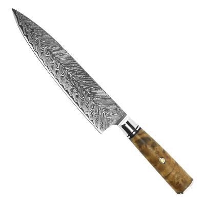 China Viable High Quality Stabilized Wood Pattern Fishbone Damascus Handle 8 Inch Chef Knife Cooking Knife Multifunctional Kitchen Knives for sale