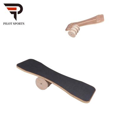 China Bodybuilding Gym Fitness Wood Yoga Shimmy Balance Board Trainer Training With Roller Twist for sale