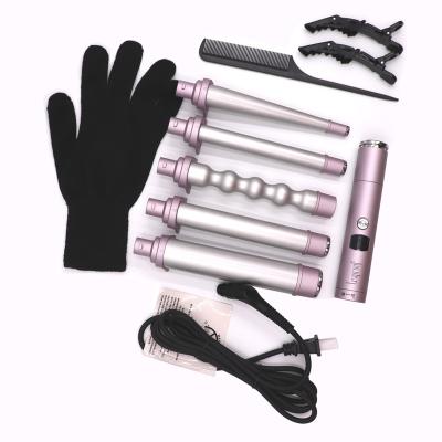 China Interchangeable Curling Iron Factory Custom Interchangeable 5 in 1 Curling Wand Iron Hair Curler Set for sale