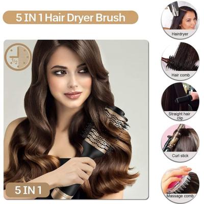 China Salon Home Travel Custom Logo 5 In 1 Hot Airbrush Styler Comb Brush One Step 4 In 1 Airbrush Rotating Curling Hot Hair Dryer With 110V And 220V for sale