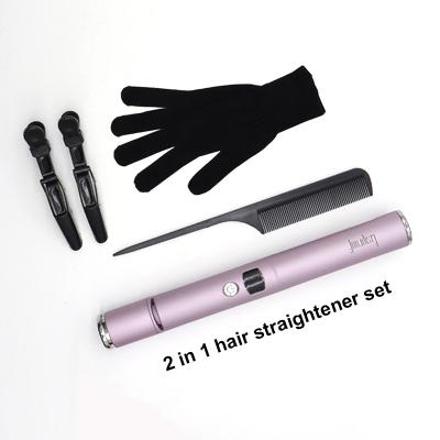 China Professiona Commercial Hair Straightener and Curler 2 in 1 Ceramic Flat Iron Exchange Power Cord Curling Tourmaline for sale