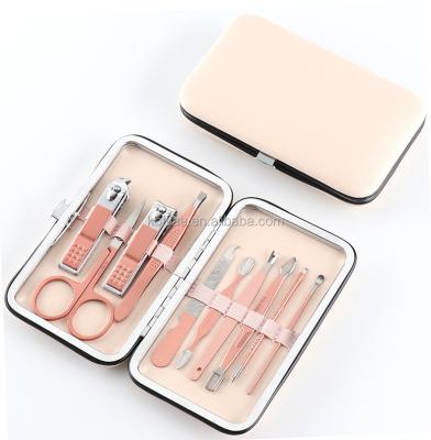 China Finger and Toe Nail Manicure Pedicure Wrap in Leather Nail Clippers Kit Manicure Pedicure Set PU Stainless Steel 10pcs for sale