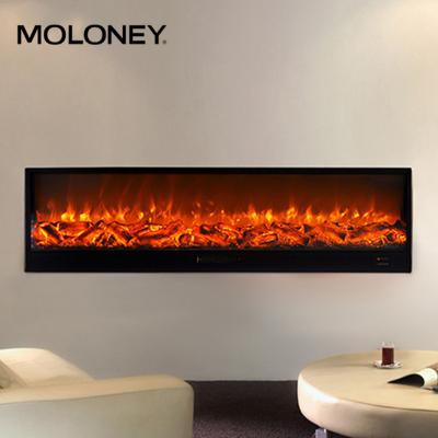 China Real Log Flame Effect 2 Tier Heat Setting Above Heat Protection 100 Inch Vertical Wall Mount Electric Fireplace for sale