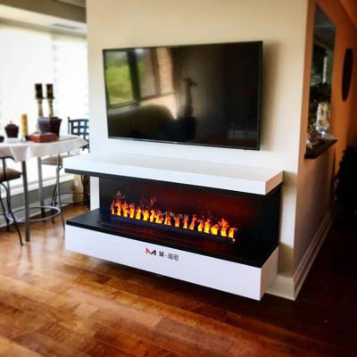 China Modern Water Vapor Mist Fireplace Cassette 1500mm Panel Design LED Flame Effect for sale