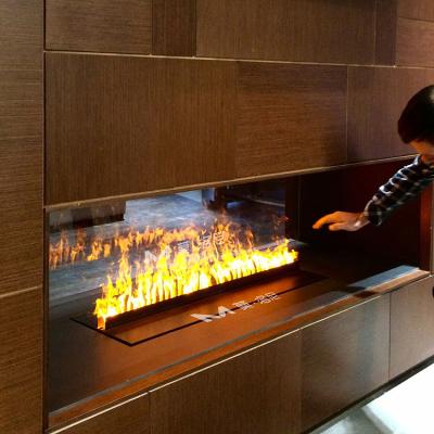 China 2400mm Modern Color 3D Color 3D Flame Led Artificial Fireplace Lightweight Simple Water Steam Fireplace for sale