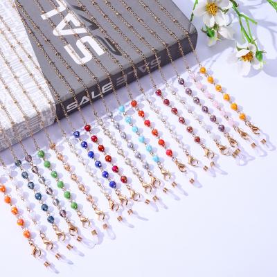 China Fashiontable 2021 New Style In Strap Running Beaded Strawberry Crystal Glasses Masking Chain Lanyard for sale