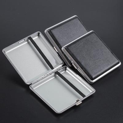 China Vintage 20 Pcs Cigarette Box In Stock Hot Seller Leather Waterproof Stainless Cigarette Case for sale