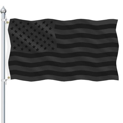 China Strong Color Fastness Factory Wholesale 100% Polyester Double Sided 3*5FT Black American Flag CustomPolyester With Bra for sale