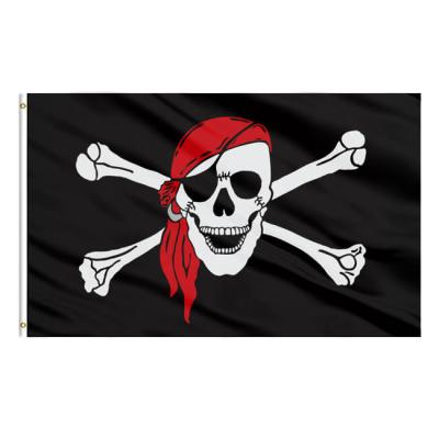 China 3x5 FT Color Stability Pirate Flag Knife Strong Cross Flag and Jolly Roger Flag (Red Scarf) for sale