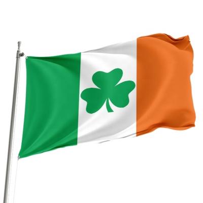 China Color Stability Clover Flag Custom 150-90cm Strong Direct Injection Irish Digital Bunting With Copper Loop for sale