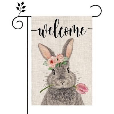 China Health Care Institutes Hot Sale Thickened Double Sided Printed Burlap 45x30cm Easter Garden Flag for sale