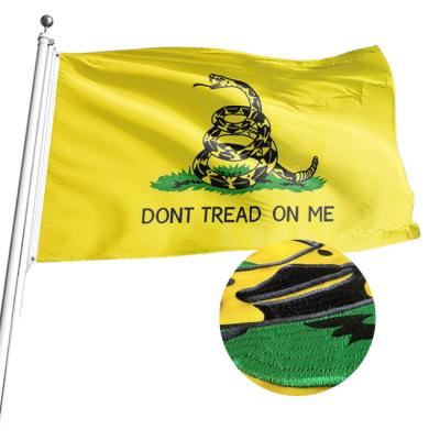 China Hot Selling Embroidered Gadsden Flag Snake Gadsden Flag Yellow Feet Health Care Institutes 3x5 Indelible Wholesale for sale