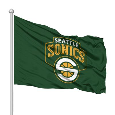 China NBA Strong Custom Flag Sports Flag Seattle Supersonics Polyester Fabric Flag Basketball Team Stability Color Banner for sale