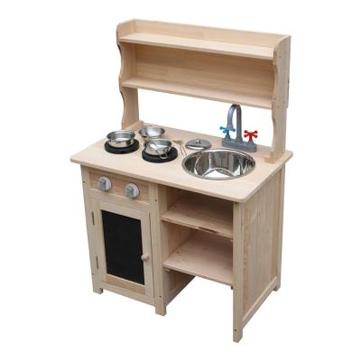 China Indoor/Outdoor Kids Pretend Play Cooking Kitchen Toy Play Set Wooden Mud Kitchen With Sink for sale