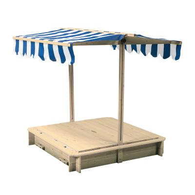 China Nature Treated Children Wooden Sandpit Heated/Eco-friendly Paint/Water Based With Adjustable Canopy for sale