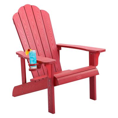 China Traditional New Products Modern Outdoor Folding Wooden Adirondack Chair Weather Resistant With Cup Holder for sale