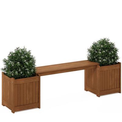 China Modern Flower Raised Garden Bed Planter Box Wooden Garden Planter Bench For Patio Park for sale