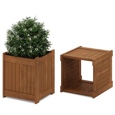 China Modern Style Modern Style Garden Pot Planter White Square Wooden Flower Pots for sale