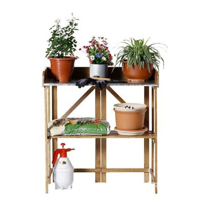 China Modern Unique Wooden Garden Flower Pot Table Work Potting Bench With Storage for sale