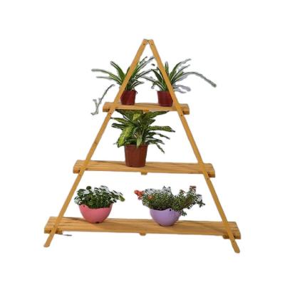 China Newest Modern Outdoor Wooden Garden Flower Display Stand Triangle Garden Shelf for sale