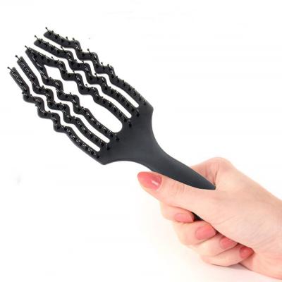 China Hot Sale Curved Nylon Teeth Duct Six Wet Dry Straight Curly Curly Hair Brush Claw Shape Duct Hair Brush Massage Hairbrush Detangling Hairbrush for sale