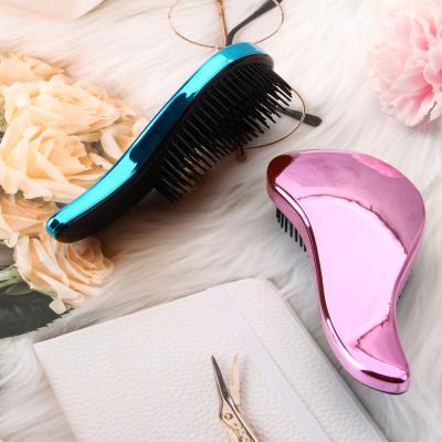 China Fashionable Appearance Girl Style 5.9 Inch Anti-Static Styling Brush For Plating To Tangle Free Detangling Massage Comb Hair Brush for sale