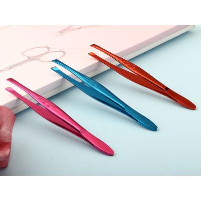 China Carbon Steel Hot Selling Colorful Metal Slant Eyebrow Painting Tweezers for sale