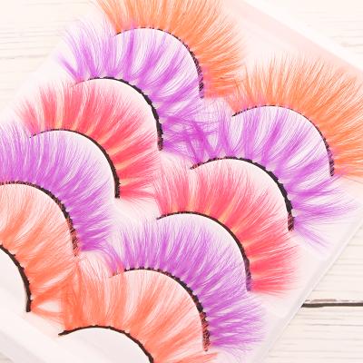 China Natural Colored 3D False Eyelashes Packing Dramic Nightclubs Parties Colored Mink Eyelash for sale