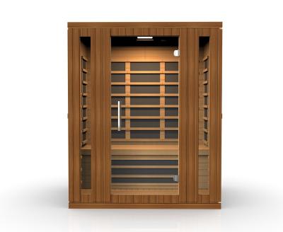 China Computer Control Panel Fumigation Detox Sweat Hemlock Sauna Indoor Far Infrared Wooden Cabin Sauna Room for sale