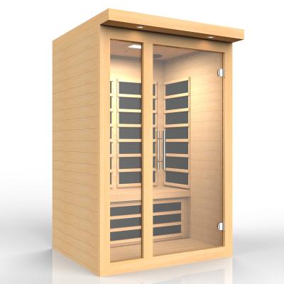 China Computer Control Panel High End Design Wood Infrared Steam Mini Dry Sauna Rooms With Heater for sale