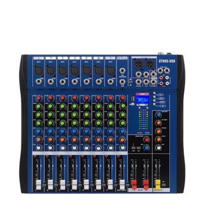 China Metal+plastic high quality 8 channel power amplifier dj audio mixer with usb CT80S-USB for sale