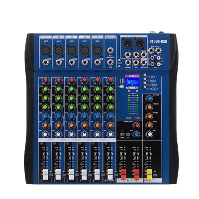 China Professional Metal+plastic CT60USB6 Channel Music Stereo DJ Mixer Audio With USB Mixer Audio Console Best Audio Mixer for sale