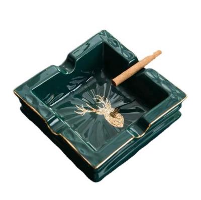 China Creative Ceramic Ashtray Office Home Square Cigar Ashtray Eco - Friendly for sale