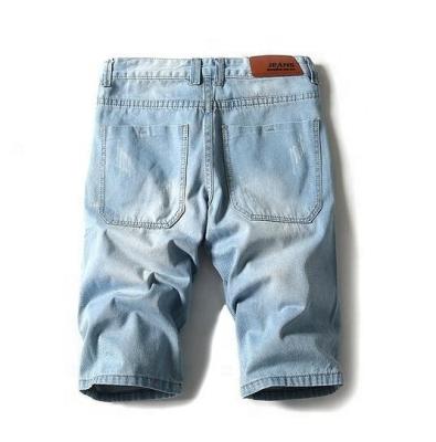 China Men's Ditressed Breathable Fashion Ripped Washed Denim Five Hole Short Jean Shorts Rts Jeans for sale