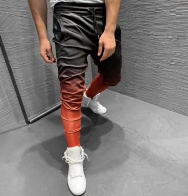 China Autumn new men's anti-pilling fitness sports pants 3D gradient thin stretch pants for sale