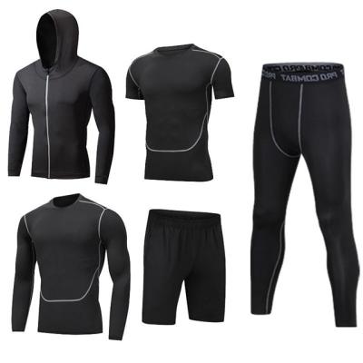 China Breathable Men Breathable Quick Dry Fitness gym workout clothing sportswear 5PCS set for sale