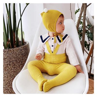 China Factory Wholesale Cute Anti-wrinkle Solid Color Cotton Babies Pants Infant Leggings for sale