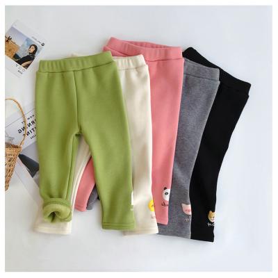 China Anti-wrinkle Solid Color Winter Kids Fleece Striped Pants Little Girls Pants Cute Toddler Baby Pants Cotton Sports Gaiters for sale