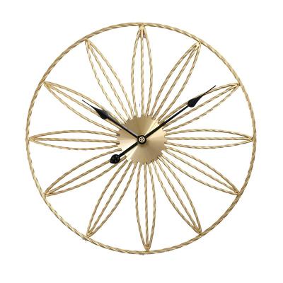 China Home Decorative Radio Wall Clock With Gold Wire Flower Design Around Large Wall Clocks for sale